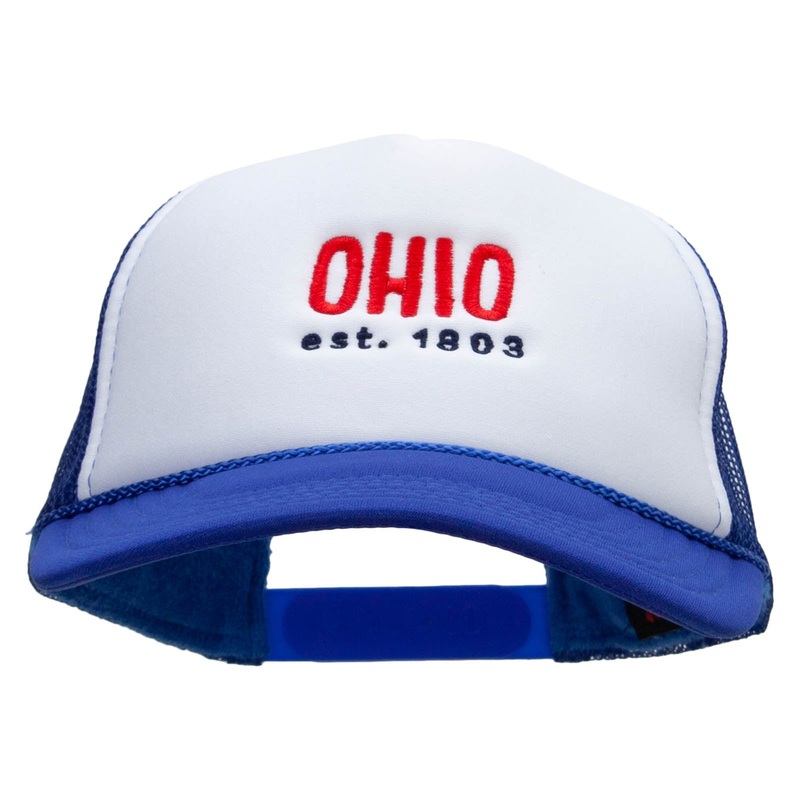 Ohio Year Established Embroidered Foam Panel Mesh Snapback Royal White One Size