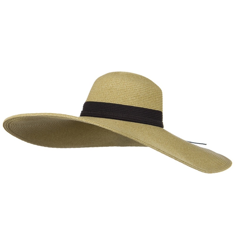 UPF 50+ Braided 7 Inch Brim Black Band Hat Wheat One Size