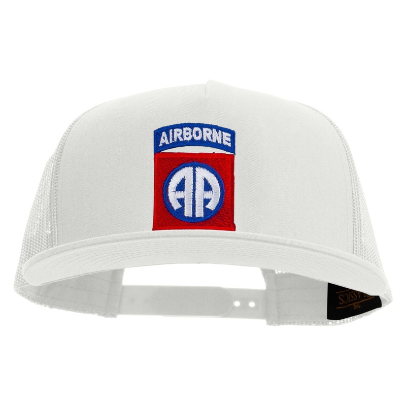 82nd Airborne Military Embroidered 5 Panel Mesh Trucker Snapback Cap Navy One Size