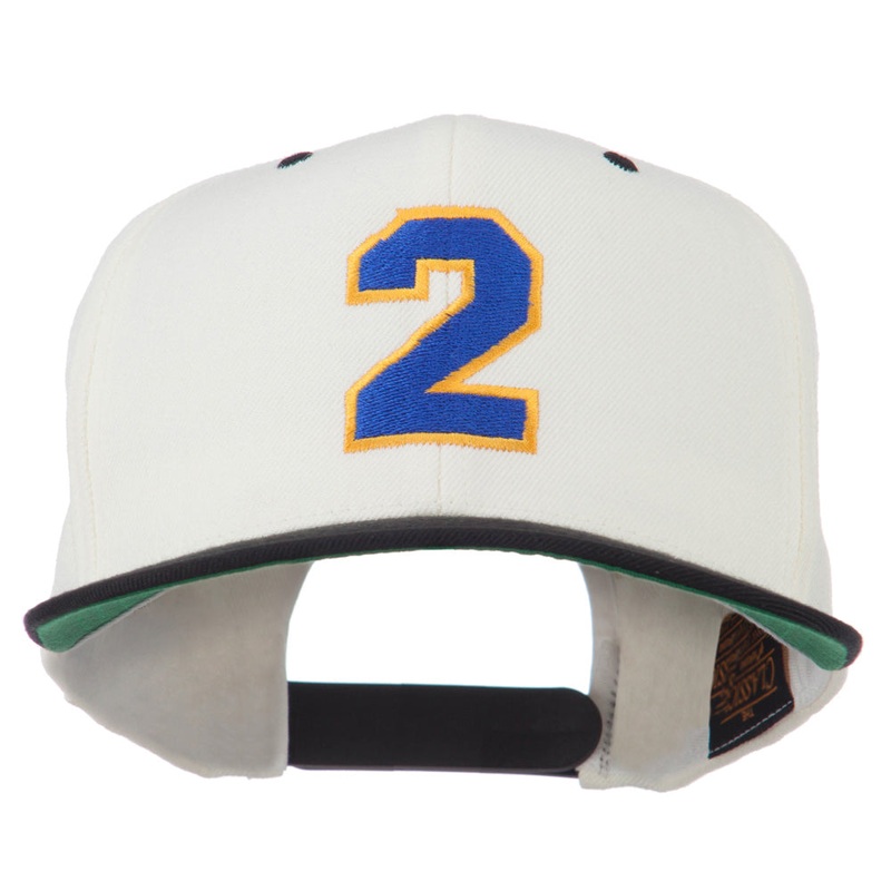 Athletic Number 2 Embroidered Classic Two Tone Cap Natural Black One Size