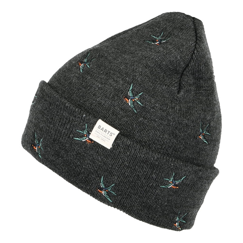 Barts Hats Vinson Swallow Cuffed Beanie Hat – Dark Grey 1-Size