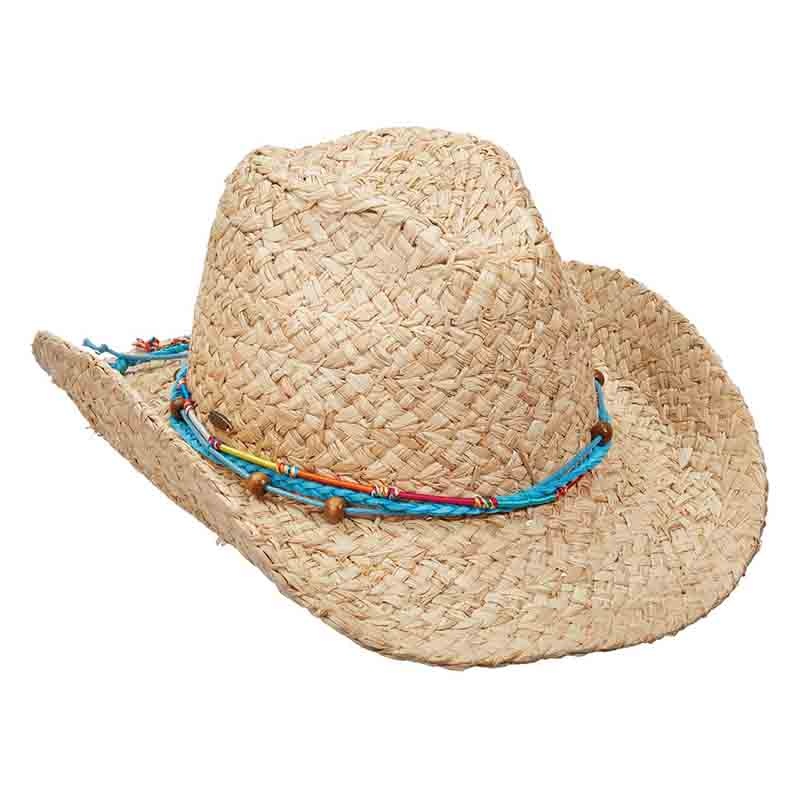 Braided Raffia Shapeable Brim Western Safari Hat – Scala Collezione Turquoise OS (57 cm)