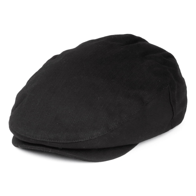 Brixton Hats Hooligan Herringbone Flat Cap – Black Small-56cm