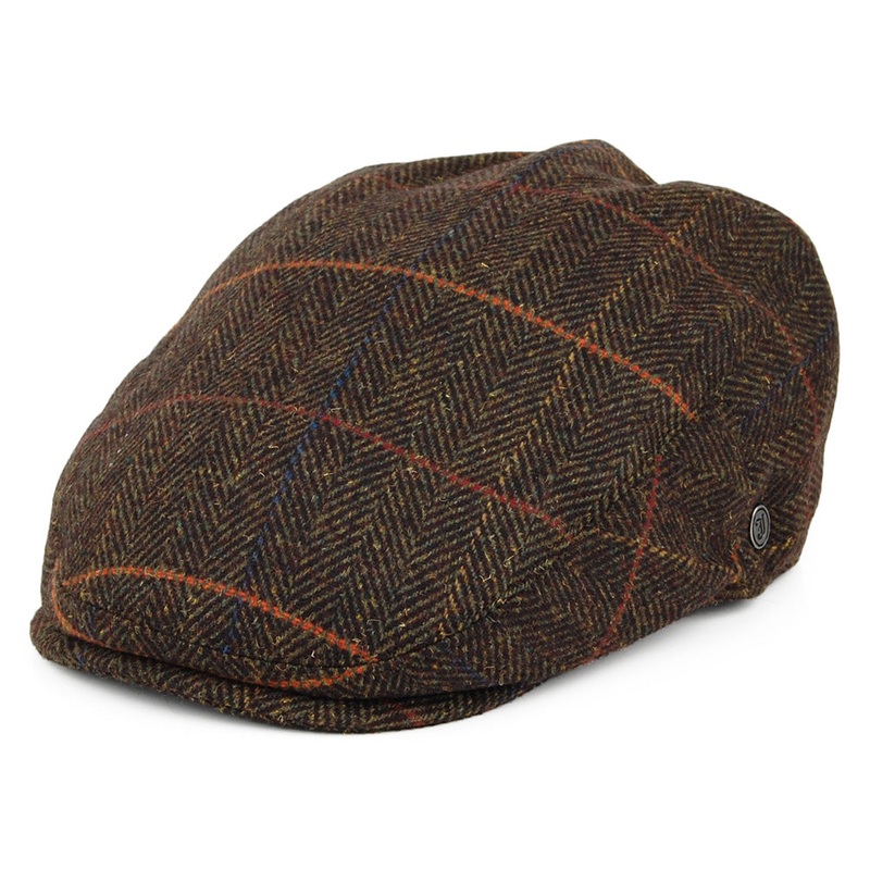 Jaxon & James Glasgow Windowpane Flat Cap – Olive S