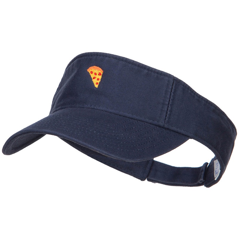 Mini Pizza Embroidered Cotton Washed Visor Navy One Size