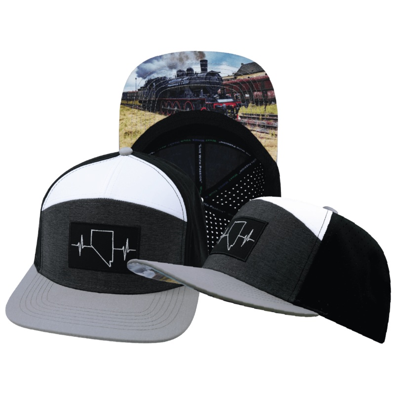 Nevada Hat – Flat Bill – Gray / Charcoal / White / Black – Laser Mesh