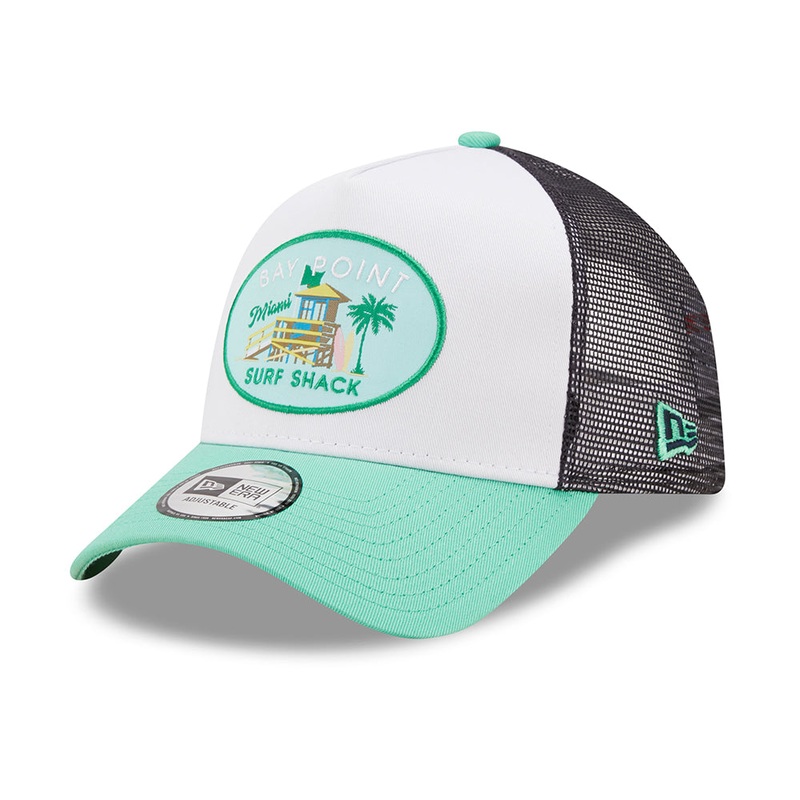 New Era Bay Point A-Frame Trucker Cap – Location Icon – Turquoise-White Adjustable
