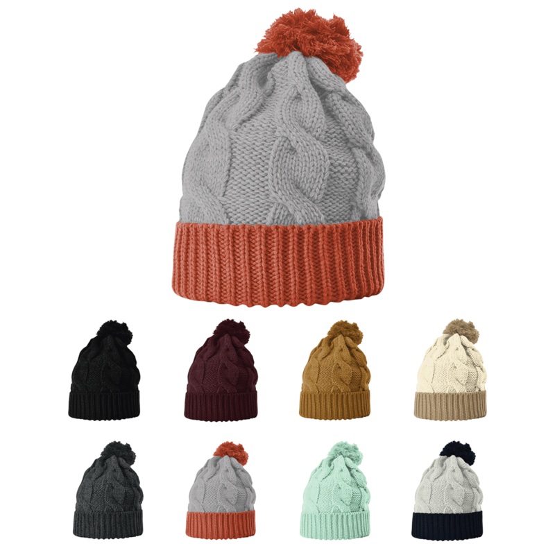 Richardson 141 Chunk Twist Knit Beanie with Cuff & Pom 141R Black