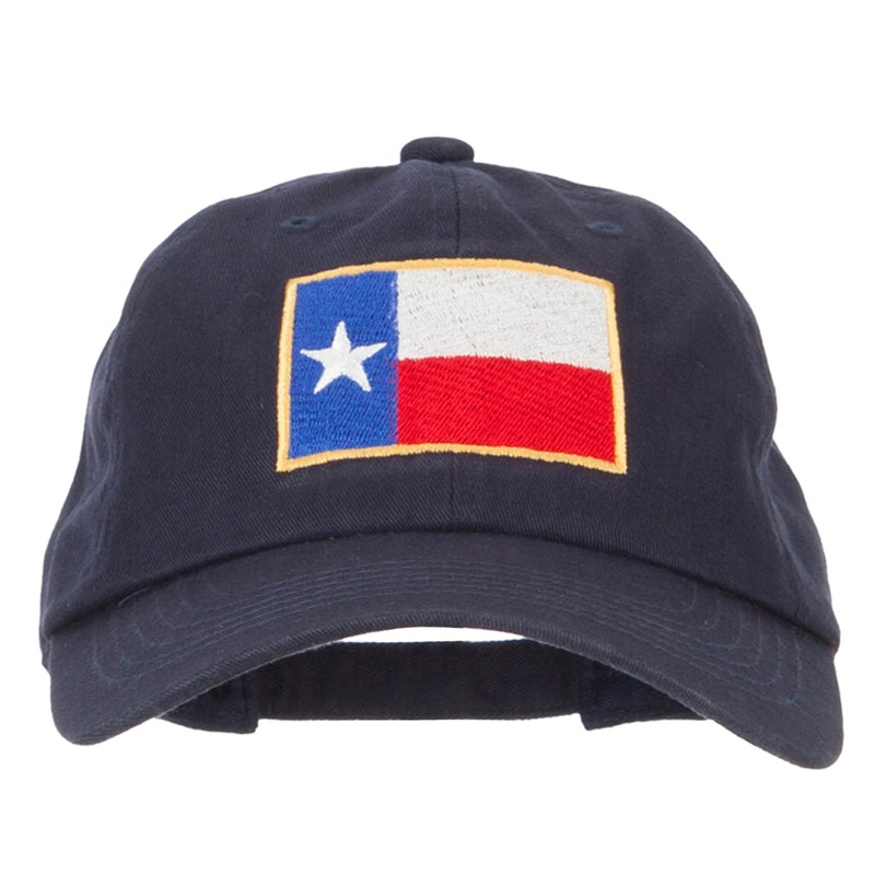 Texas Flag Embroidered Unstructured Washed Cap Navy One Size