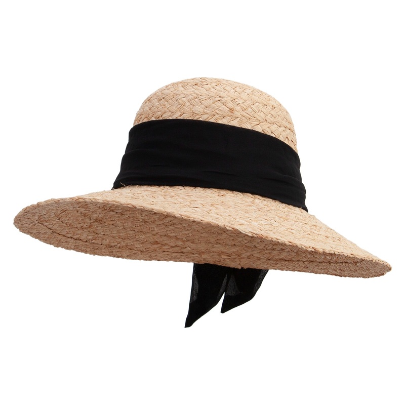 Women’s Flat Brim Wide Braid Hat Raffia One Size