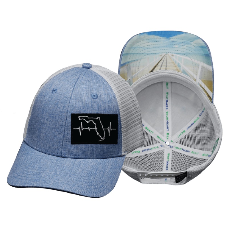 **YOUTH** Florida Hat – Low Profile – Light Blue / White – Trucker Mesh