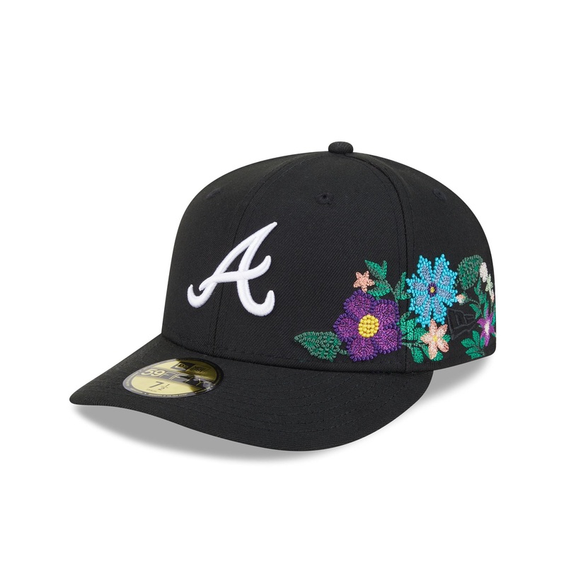 Atlanta Braves Tonal Florals Black 59FIFTY Fitted Hat 7
