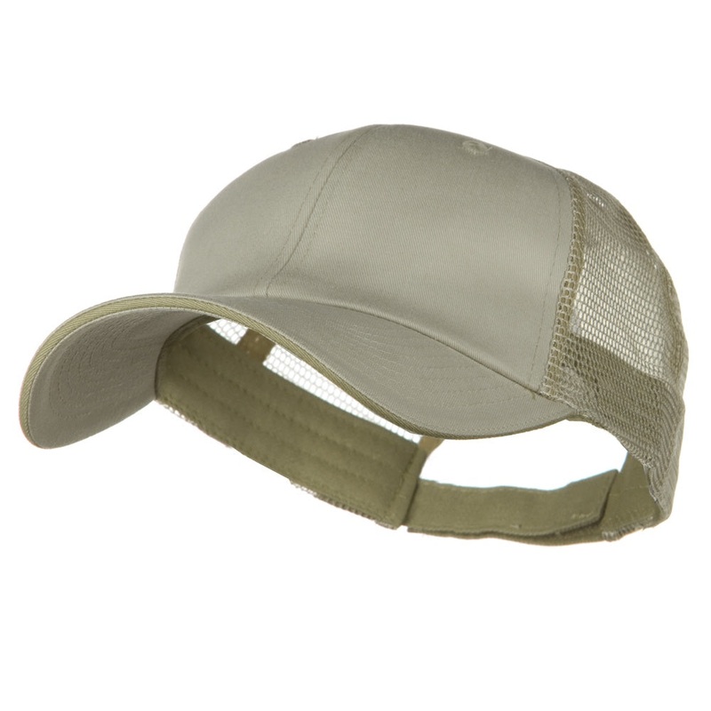 Big Size Garment Washed Cotton Twill Mesh Cap Brown Beige XL-3XL