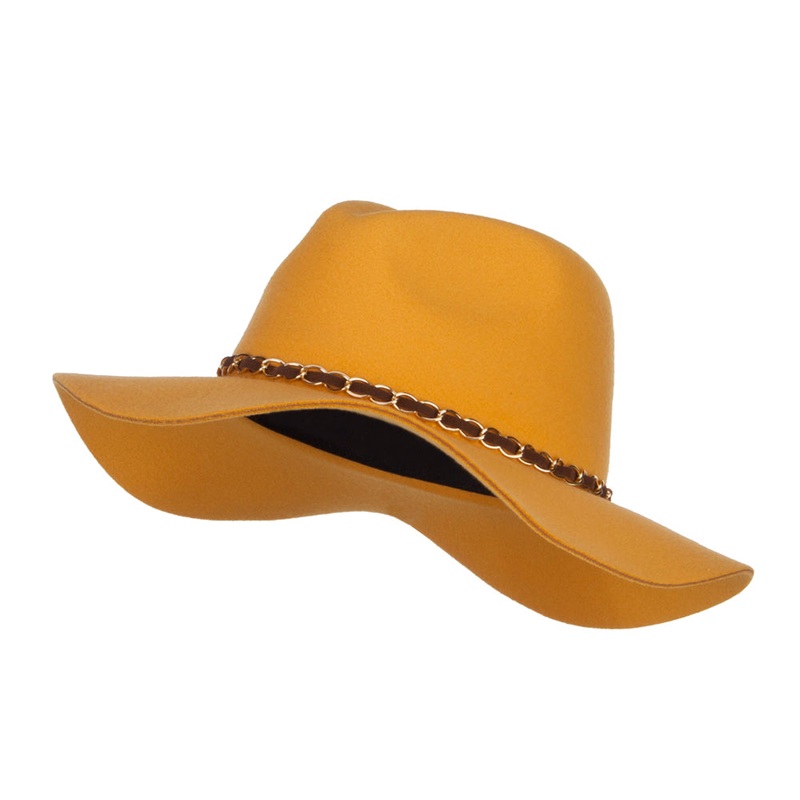 Faux Felt Chain Band Panama Hat Red One Size