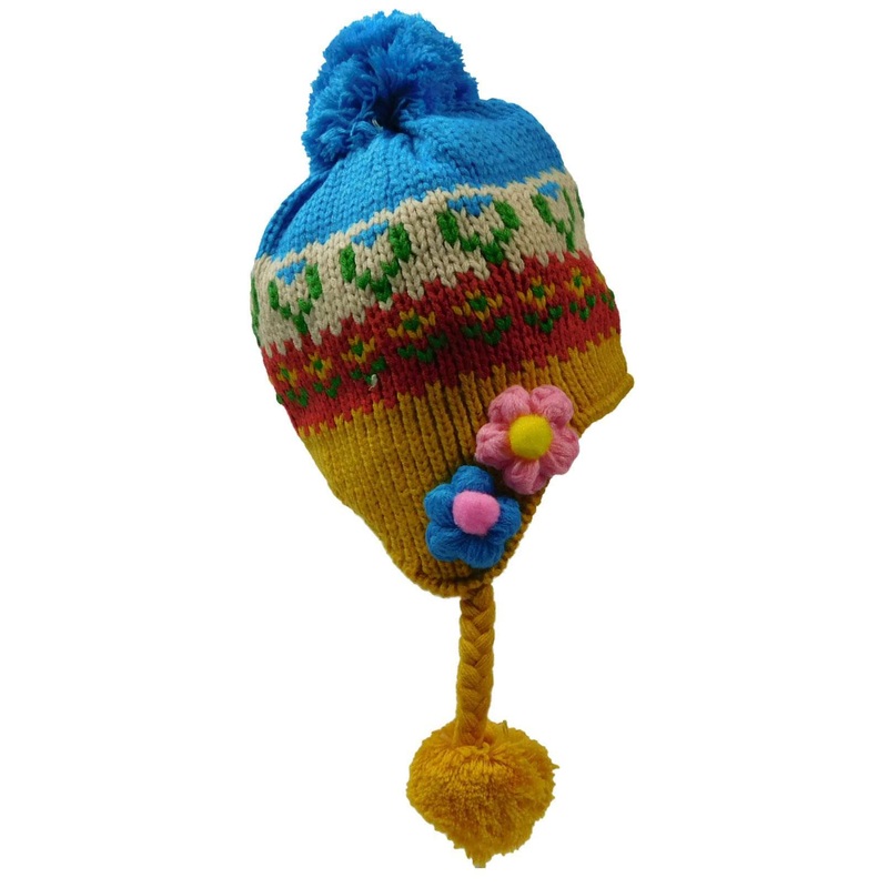 Flower Trapper Hat Blue