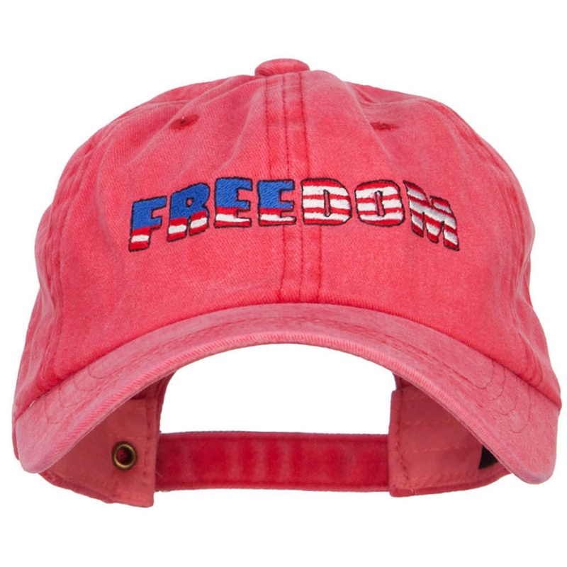 Freedom USA Flag Embroidered Unstructured Cap Red One Size