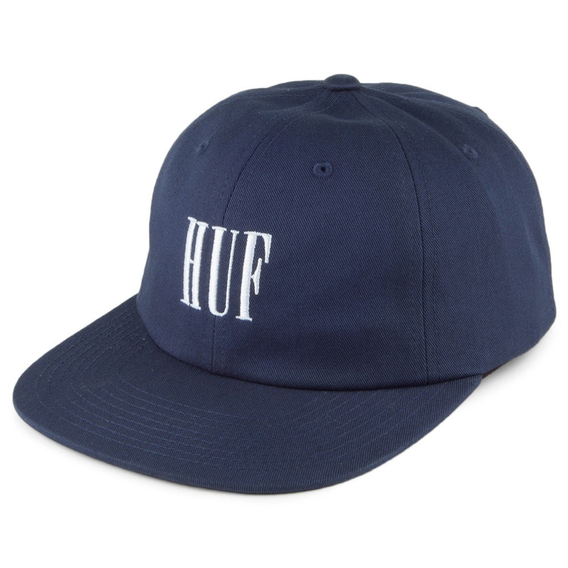 HUF Marka 6 Panel Strapback Cap – Navy Adjustable
