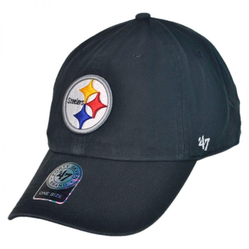 Pittsburgh Steelers NFL Clean Up Strapback Baseball Cap Dad Hat BLACK ADJUSTABLE