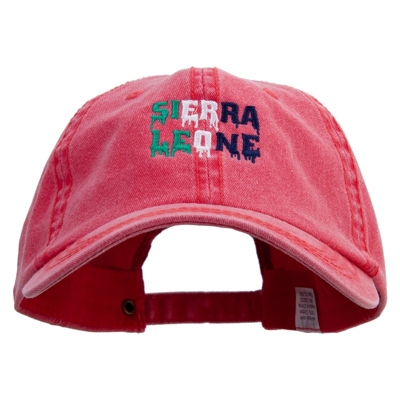 Sierra Leone Embroidered Big Size Washed Pigment Dyed Cap Red XL-3XL