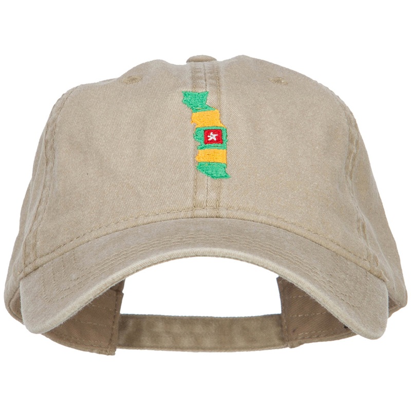 Togo Map Flag Embroidered Washed Cap Khaki One Size