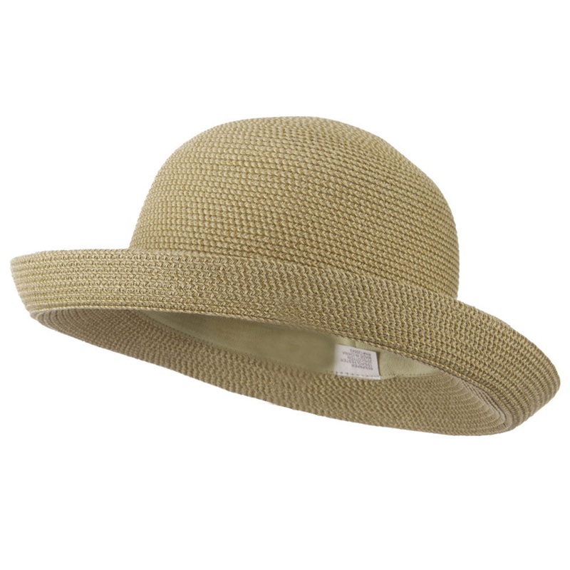 UPF 50+ Cotton Paper Braid Med Kettle Brim Hat Black One Size