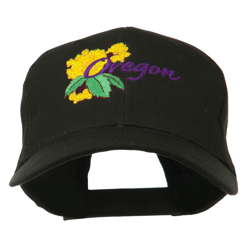 USA State Oregon Flowers Embroidered Low Profile Cap Black One Size