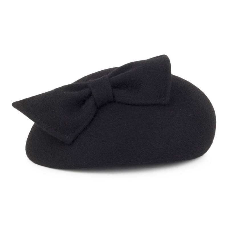 Whiteley Hats Kate Pillbox Hat with Bow – Black 1-Size