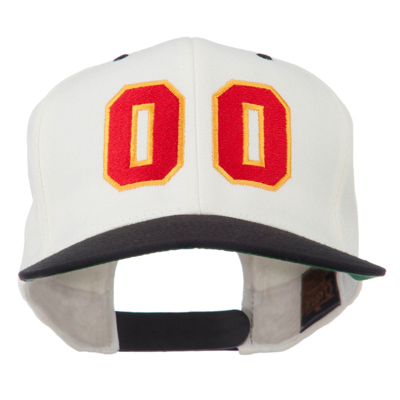 Athletic Number 00 Embroidered Classic Two Tone Cap Natural Black One Size