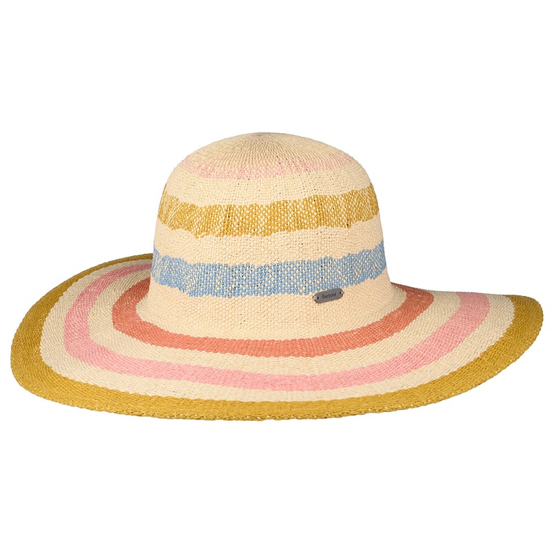 Barbour Hats Southport Striped Wide Brim Sun Hat – Natural-Multi S