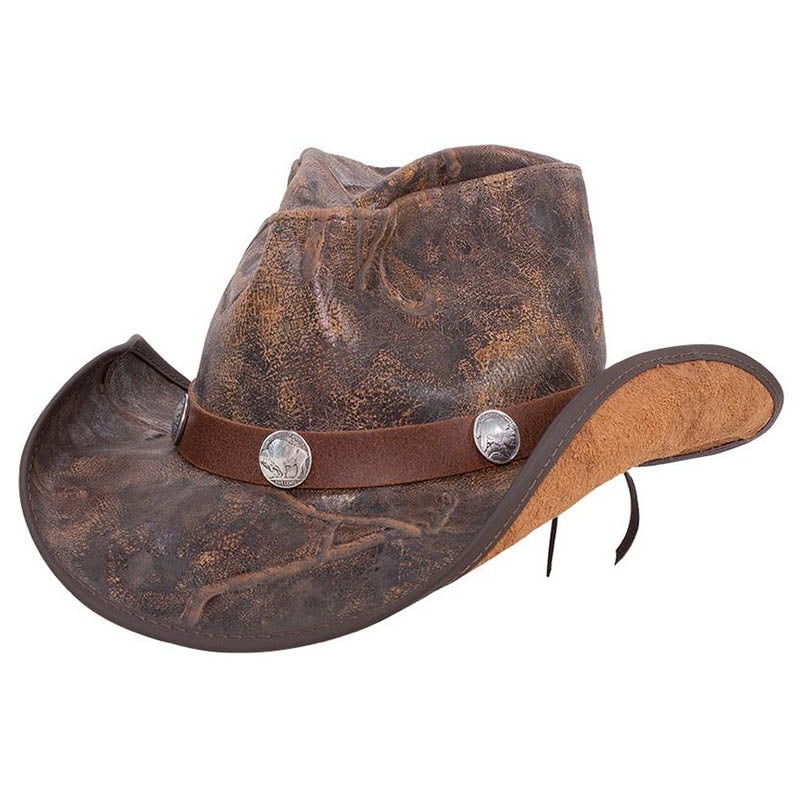 Branded Cyclone Distressed Leather Cowboy Hat up to 3XL – Double G Hat Branded S (54-55 cm)