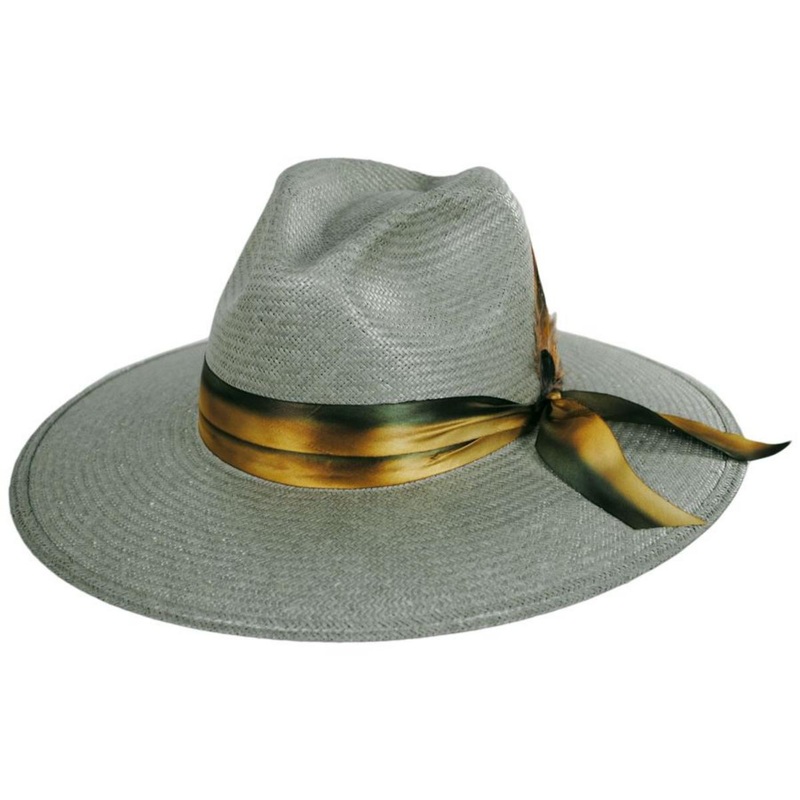 Caelus Shantung Straw Wide Brim Fedora Hat SEAFOAM S