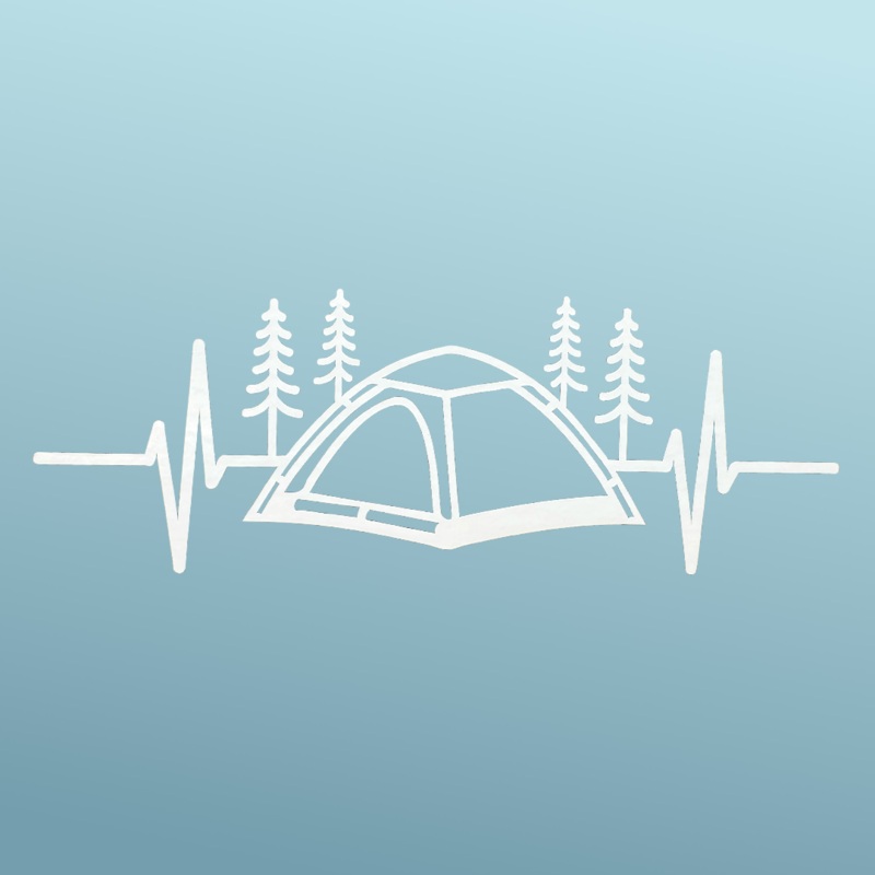 Camping – Sticker – Vinyl – White