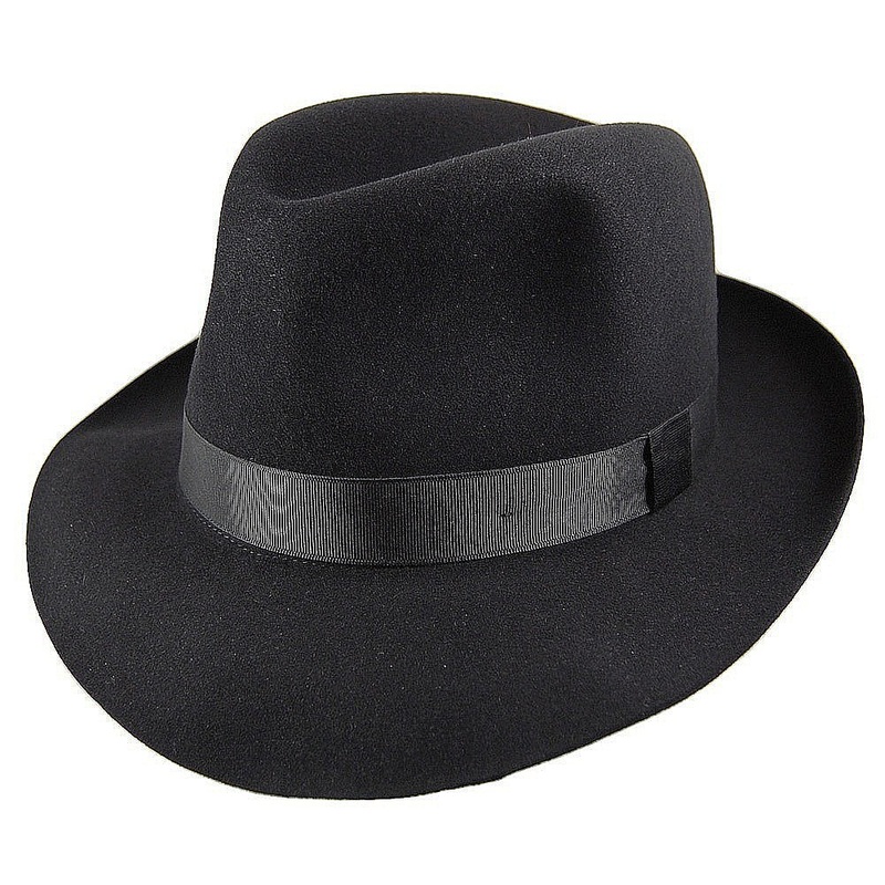 Christys Hats Foldaway Fur Felt Fedora Hat – Black 55