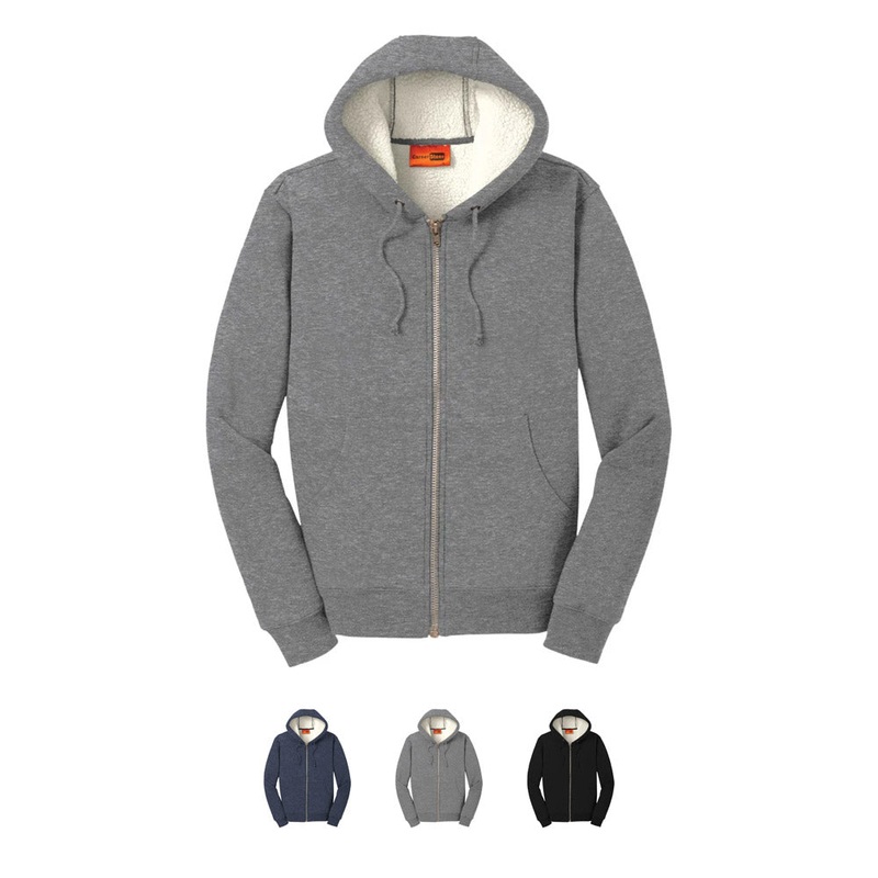 CornerStone Heavyweight Sherpa Lined Hooded Fleece Jacket CS625 Black XS