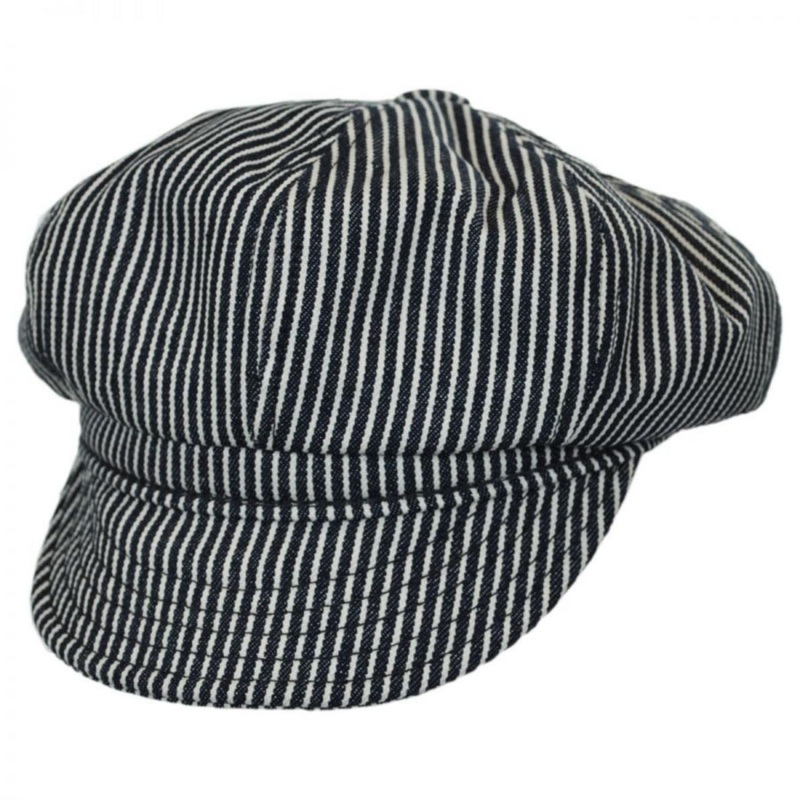 Engineer Striped Cotton Newsboy Cap BLUE/WHITE S