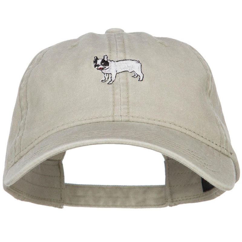 French Bulldog Embroidered Washed Cap Stone One Size