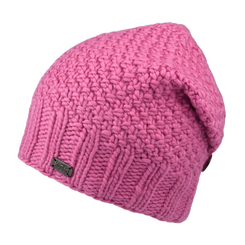 Kusan Button Down Beanie Hat – Pink 1-Size