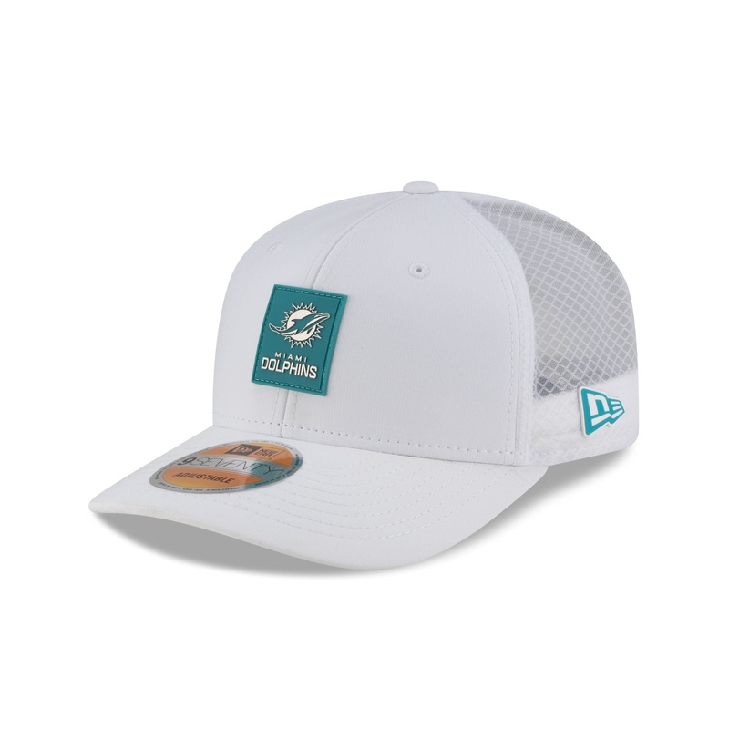 Miami Dolphins 2025 Sideline Hot Weather White 9SEVENTY Trucker Hat One Size