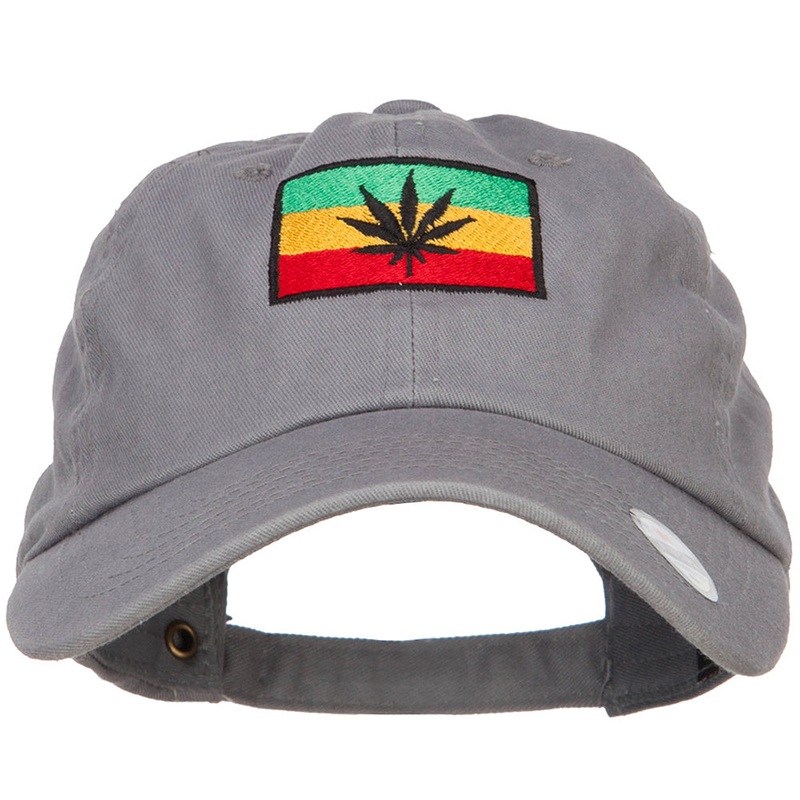 Rasta Leaf Flag Embroidered Unstructured Cap Grey One Size