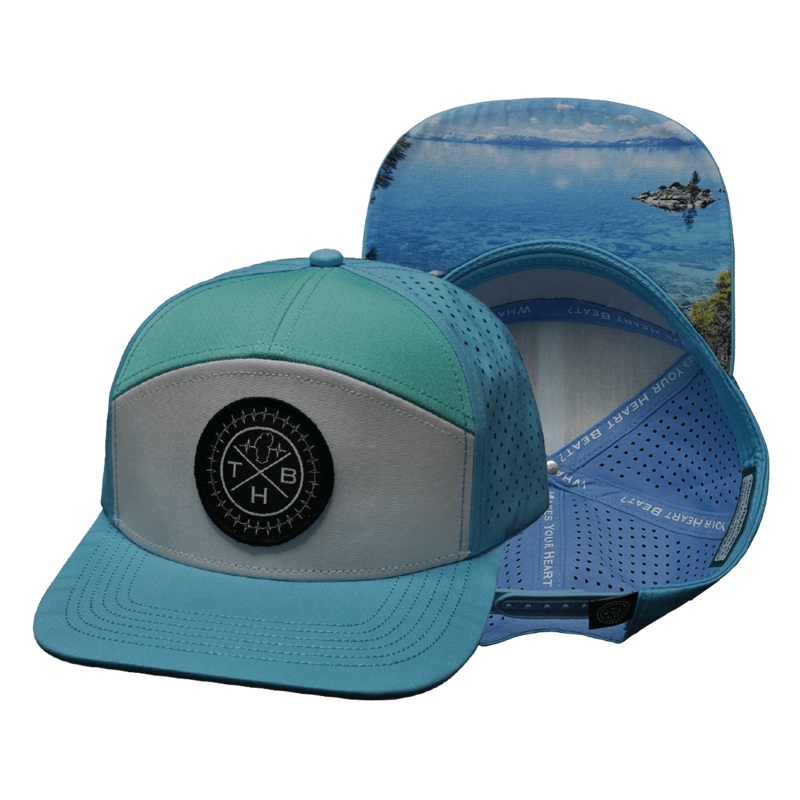 THB Hat – Flat Bill – Light Blue / White / Teal – Laser Mesh
