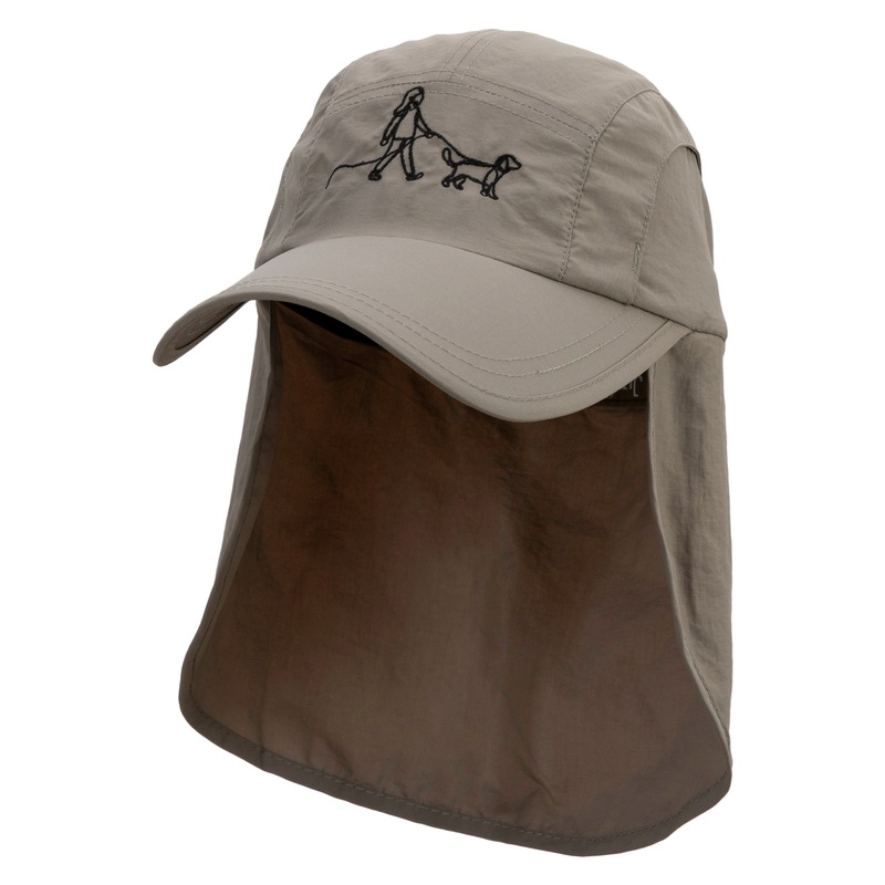 Walking The Dog Embroidered Men’s UV 50+ Drawstring Flap Cap Olive One Size