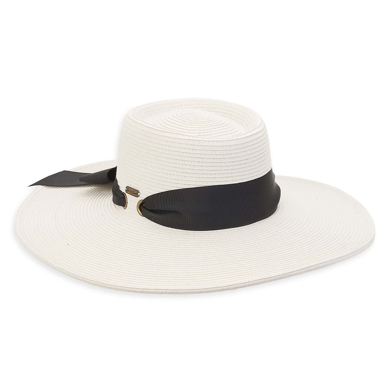 White Gaucho Straw Hat with Black Band – Sun’N’Sand Hats White OS (57 cm)