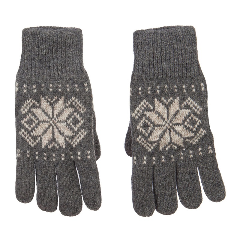 Wool Snowflake Design Glove Oatmeal One Size