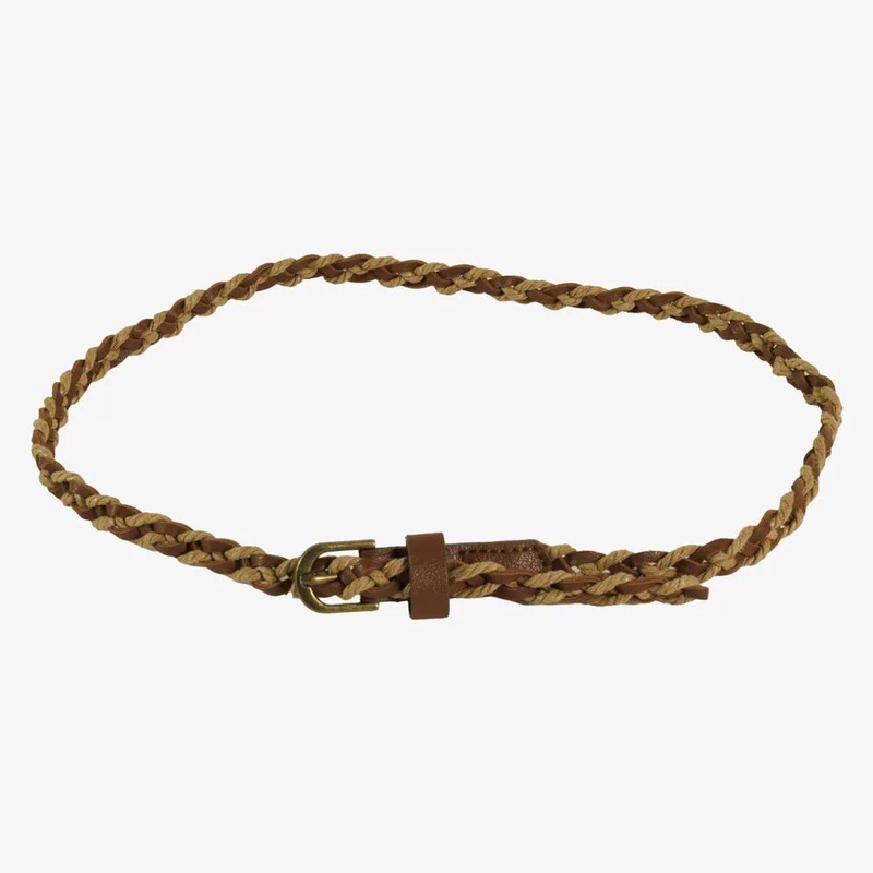Braidy | Braided Leather Hat Band with Brass Buckle Multicolor OS