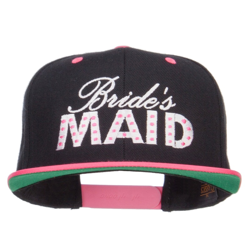Bridesmaid Embroidered Two Tone Snapback Black Pink One Size