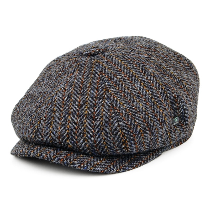 City Sport HARRIS TWEED Herringbone Deep Fit Newsboy Cap – Grey-Bronze 55