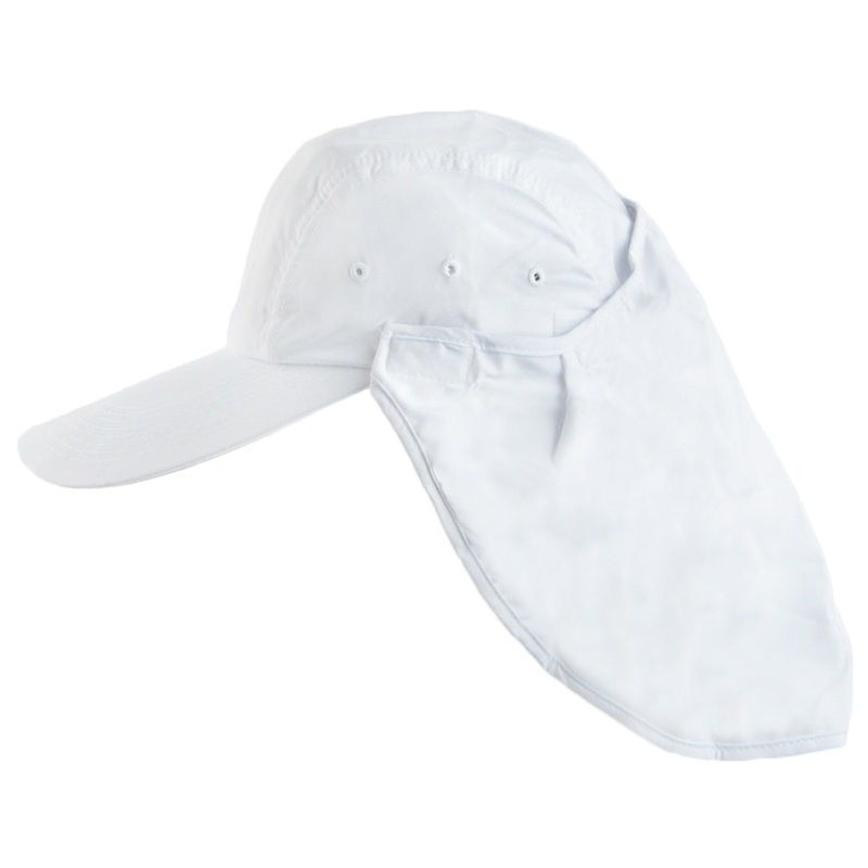 Dorfman Pacific Hats Removable Sun Shield Flap Cap – White Adjustable