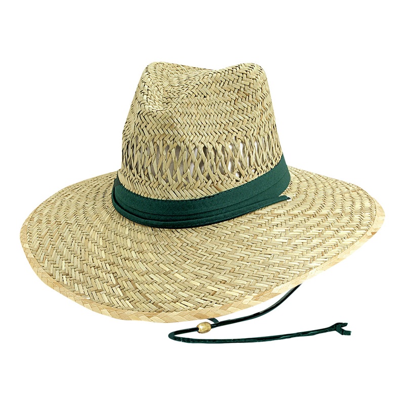 Dorfman Pacific Hats Rush Straw Lifeguard Hat – Natural-Dark Green S