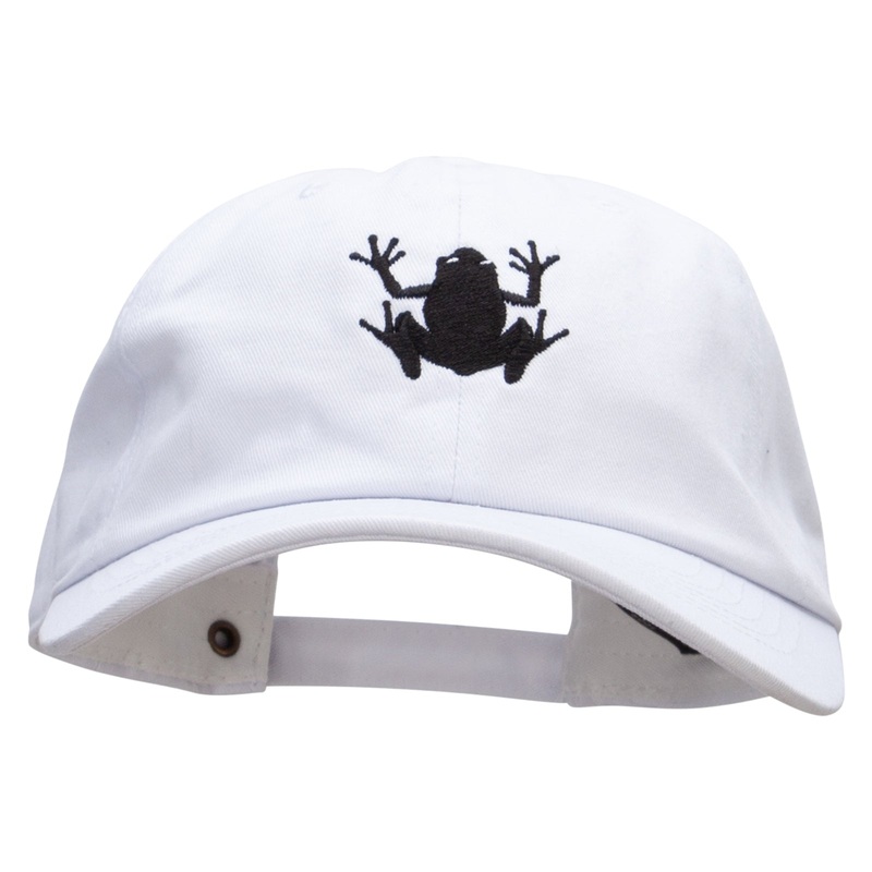 Frog Embroidered Unstructured Cotton Twill Washed Cap White One Size