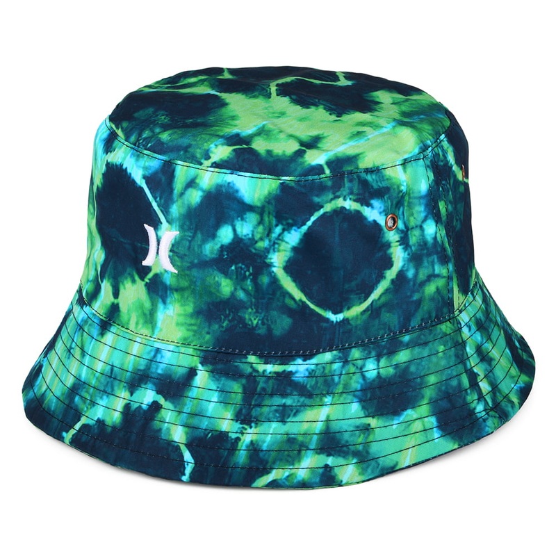 Hurley Hats Small Logo Tie Dye Bucket Hat – Navy-Green 1-Size